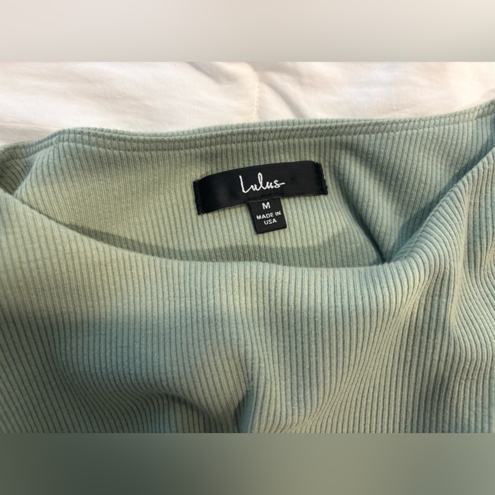 Lulu’s Sage Green Ribbed Ruched Bodycon Dress - Picture 8 of 13